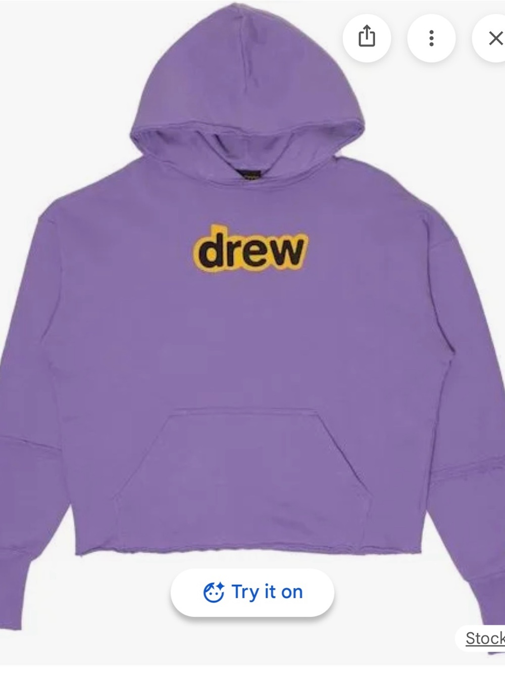 drew house lavender hoodie with yellow logo